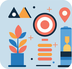 Obraz premium Flat Design Business Icons Set – Data Analytics, Team Collaboration, Financial Growth, Digital Marketing, and Project Management Concepts