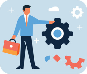 Flat Design Business Icons Set – Data Analytics, Team Collaboration, Financial Growth, Digital Marketing, and Project Management Concepts