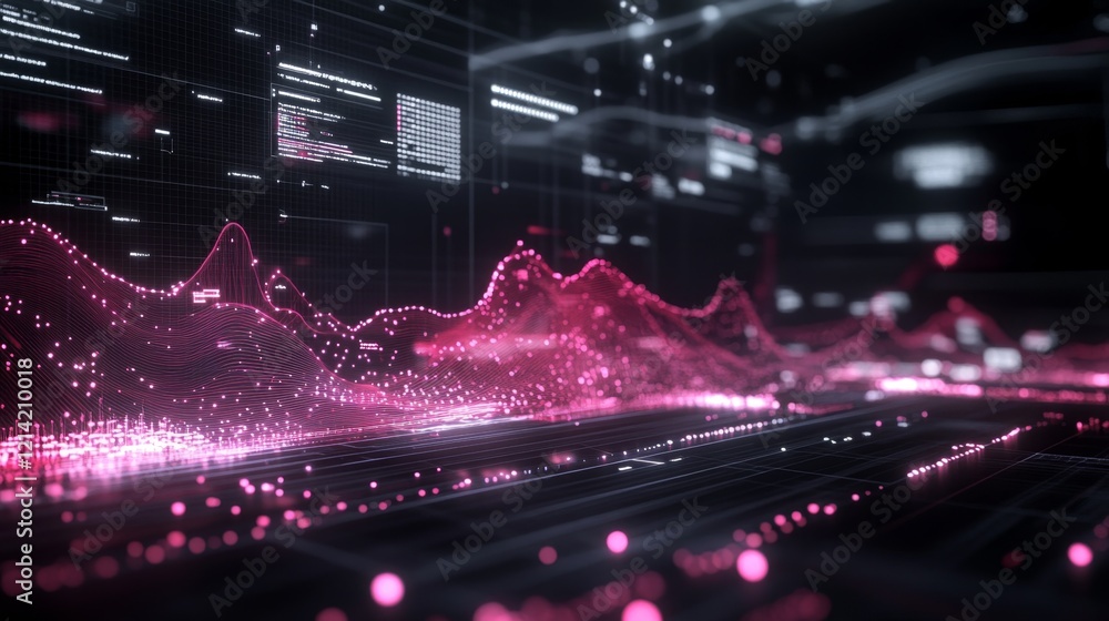 Aufkleber abstract data visualization with pink and purple elements in motion