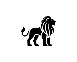 Lion full body Logo Design Vector Template. Black and white Lion vector illustration.