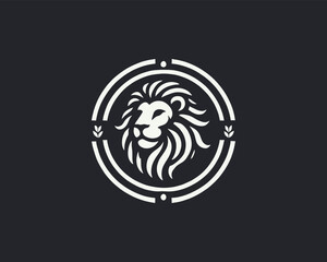 Lion Logo Design Vector Template. Lion Head Logo Icon Vector illustration. Black and white Lion head vector illustration.