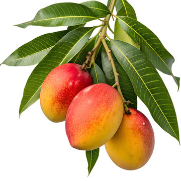 tropical mango branch vibrant ripe mangoes gloss.png