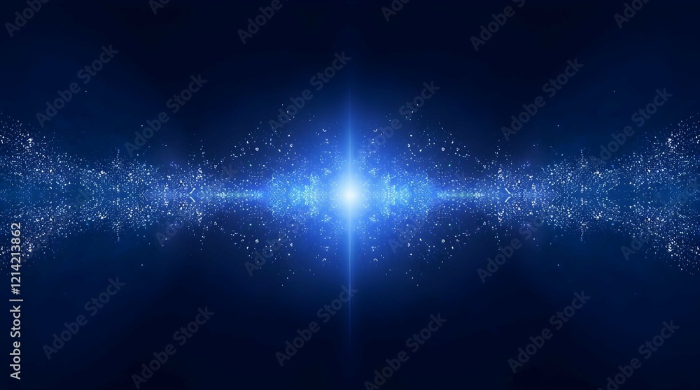 Poster An abstract digital artwork depicting a burst of energy emanating from a central point, creating a dynamic and mesmerizing display of light and motion