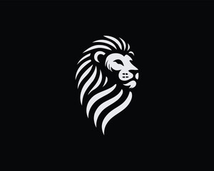Lion Logo Design Vector Template. Lion Head Logo Icon Vector illustration. Black and white Lion head vector illustration.