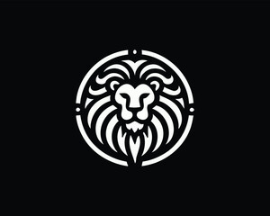 Lion Logo Design Vector Template. Lion Head Logo Icon Vector illustration. Black and white Lion head vector illustration.