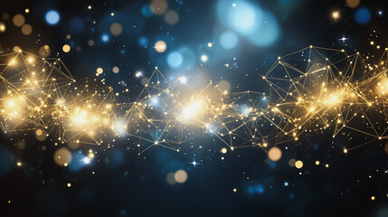 Abstract digital background electromagnetic wave background Innovation digital wave, information technology background and green luxury background with golden line decoration and curve light effect