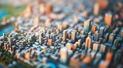 Obraz premium Tilt Shift Photography of a Vibrant Urban Cityscape on a Clear Day : Generative AI