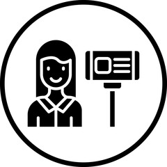 Female Vlogger Vector Icon Style