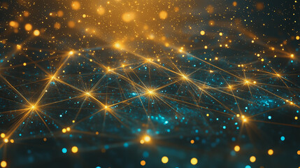 Abstract digital background electromagnetic wave background Innovation digital wave, information technology background and green luxury background with golden line decoration and curve light effect