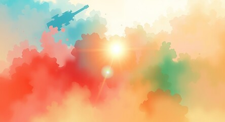 Soft watercolor swirls of pastel colors blend beautifully, creating a serene spring backdrop filled with warmth and tranquility, perfect for artistic inspiration