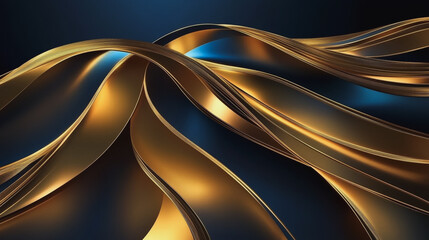 Abstract digital background electromagnetic wave background Innovation digital wave, information technology background and green luxury background with golden line decoration and curve light effect