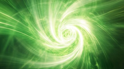 Abstract swirling green light pattern on a dark background : Generative AI