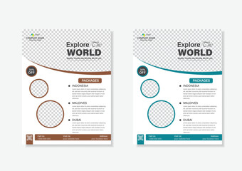 Travel poster or flyer design layout space for photo background.
