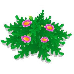 green grass and flowers vector. cartoon style green plants vector illustration, leaves and flowers clip art, cute flower design