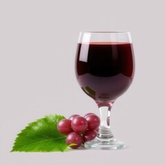 Red Wine Glass Grapes And Leaf