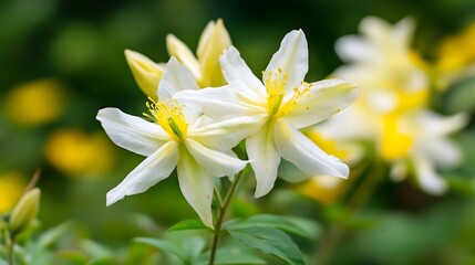 Vibrant White and Yellow Lilies in Lush Garden Setting Delivering Natural Elegance : Generative AI
