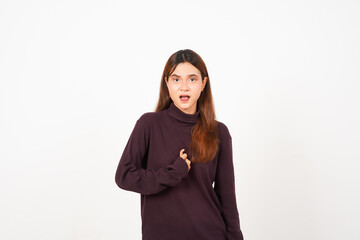 Do you Blame Me Concept Of Beautiful Asian Woman Isolated On White Background