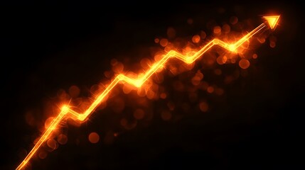 Dynamic glowing arrow representing financial growth and success.