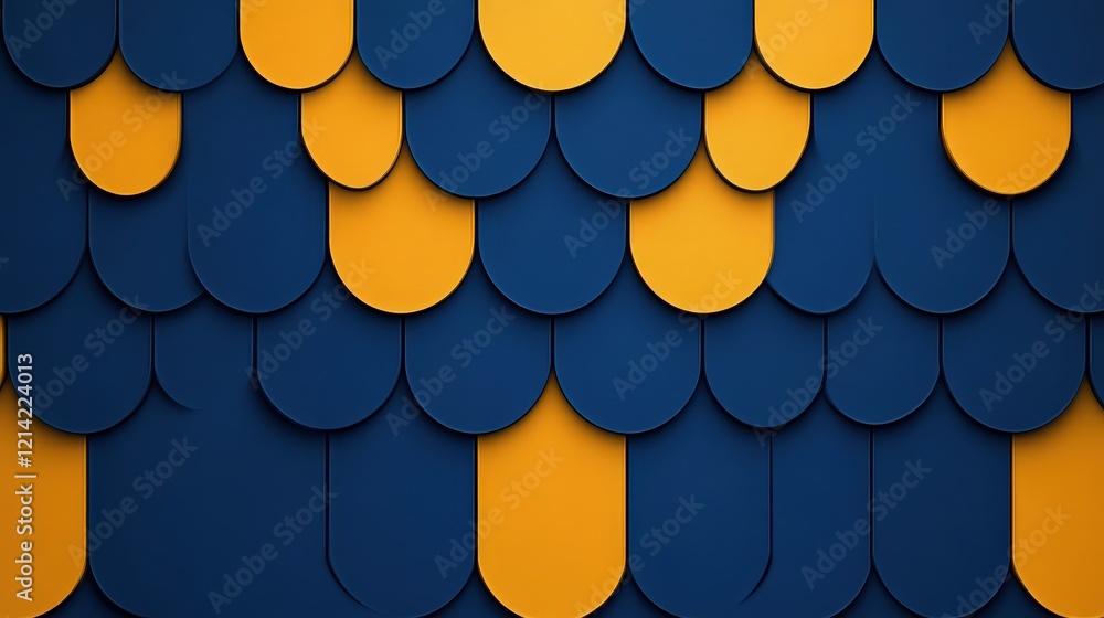 Poster Blue and Yellow Abstract Pattern: A captivating abstract design featuring an intricate pattern of overlapping blue and yellow circles.