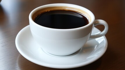 Elegant white porcelain coffee cup filled with perfectly brewed black coffee : Generative AI