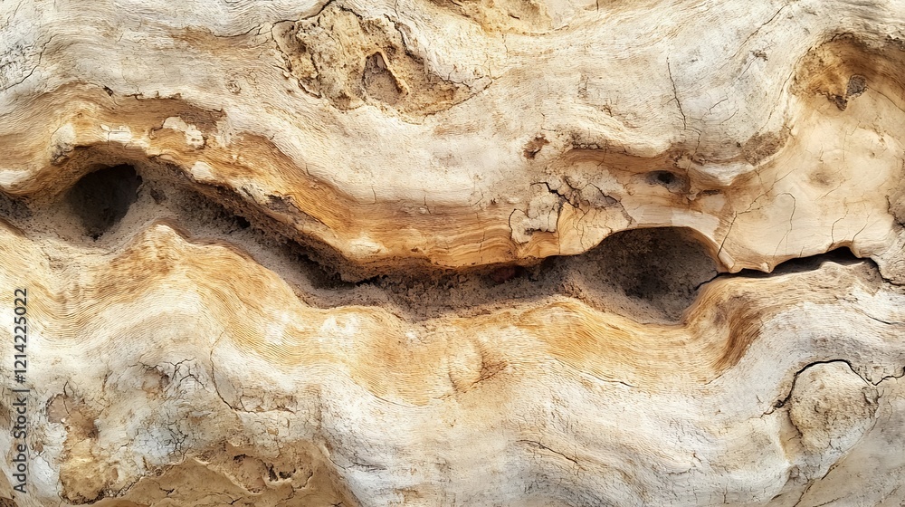 Poster Abstract Closeup of Weathered Bark Revealing Unique Wood Patterns : Generative AI