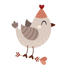 Valentine animal clipart. Cute bird clipart. Valentines day clipart in cartoon flat style. Hand draw vector illustration