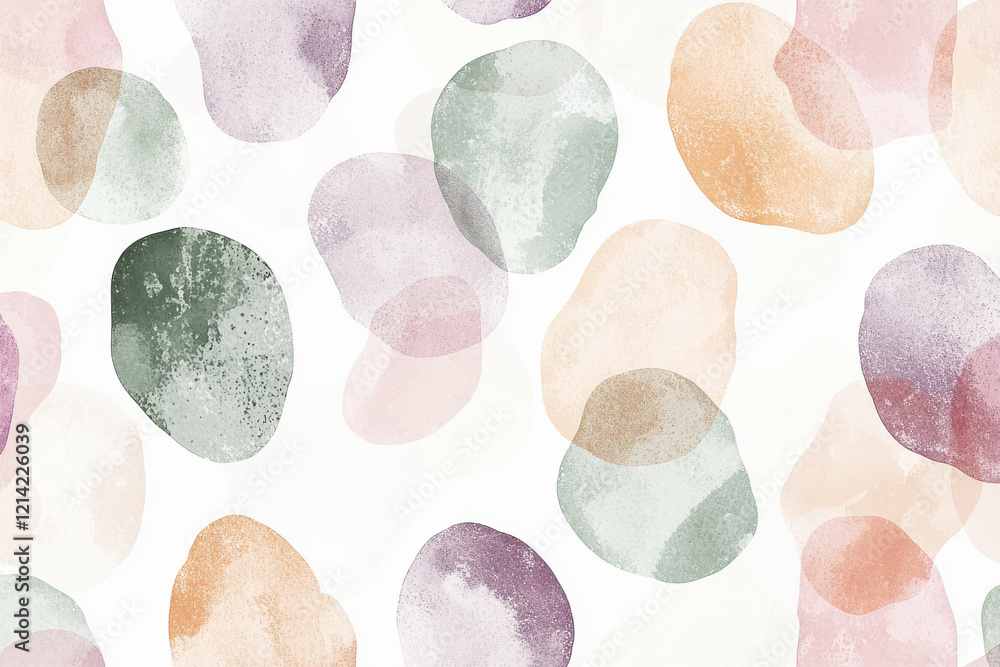 Poster artistic abstract pattern featuring watercolor blobs in pastel tones with organic textures on a matt