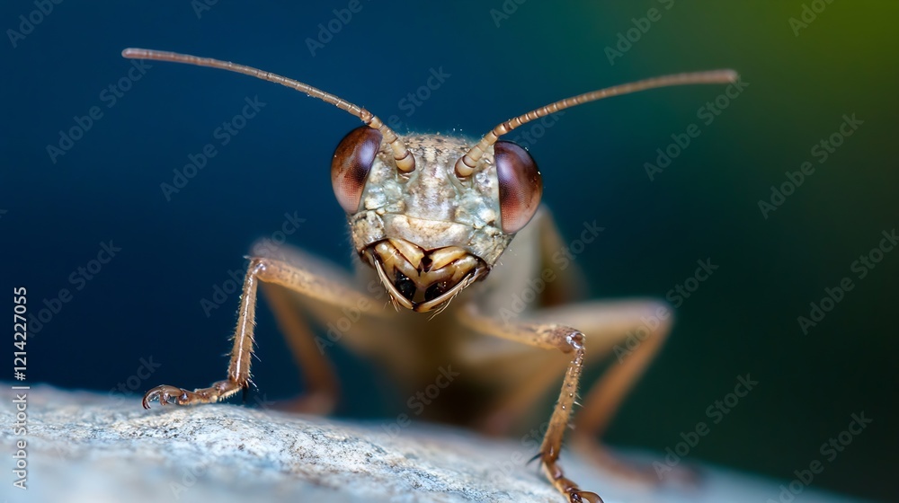 Poster CloseUp of a Grasshopper with Engaging Texture and Background Blur : Generative AI