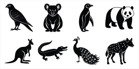 Wild animals silhouette set. Animals vector illustration
