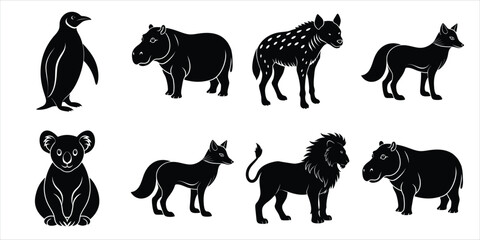 Wild animals silhouette set. Animals vector illustration