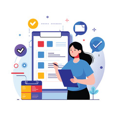  task management manage project list productivity flat illustration  