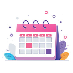 Obraz premium coronavirus covid 19 quarantine schedule calendar flat illustration 