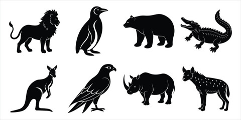Wild animals silhouette set. Animals vector illustration