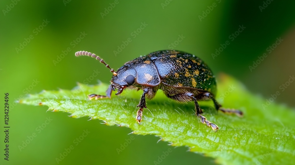 Poster Closeup of Beetle on Leaf Highlighting Texture and Patterns : Generative AI