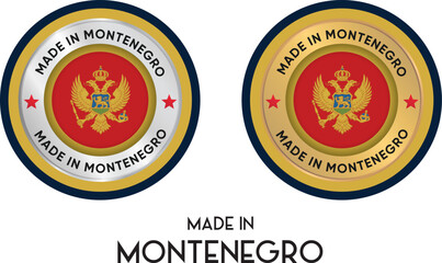 Made in Montenegro. Premium labels, stickers, pointer, badge and symbol of Montenegro flag icon. Collection vector illustration