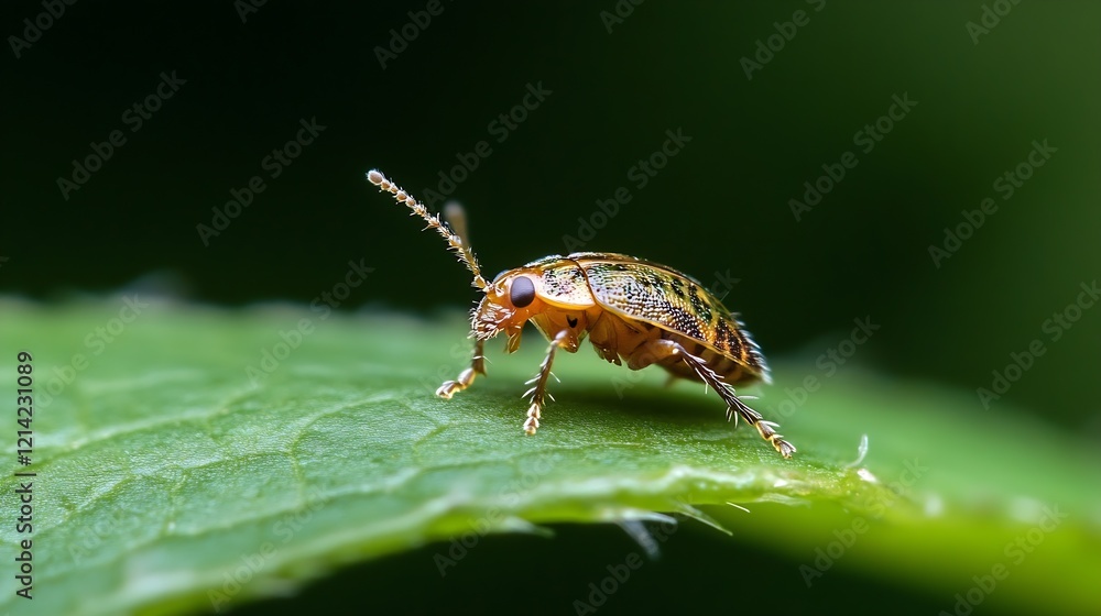 Aufkleber close view of beetle on leaf showcasing detailed features and natural habitat : generative ai
