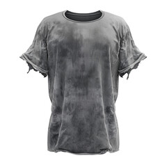 Distressed Gray TShirt Mockup with Ripped Sleeves and Acid Wash Texture