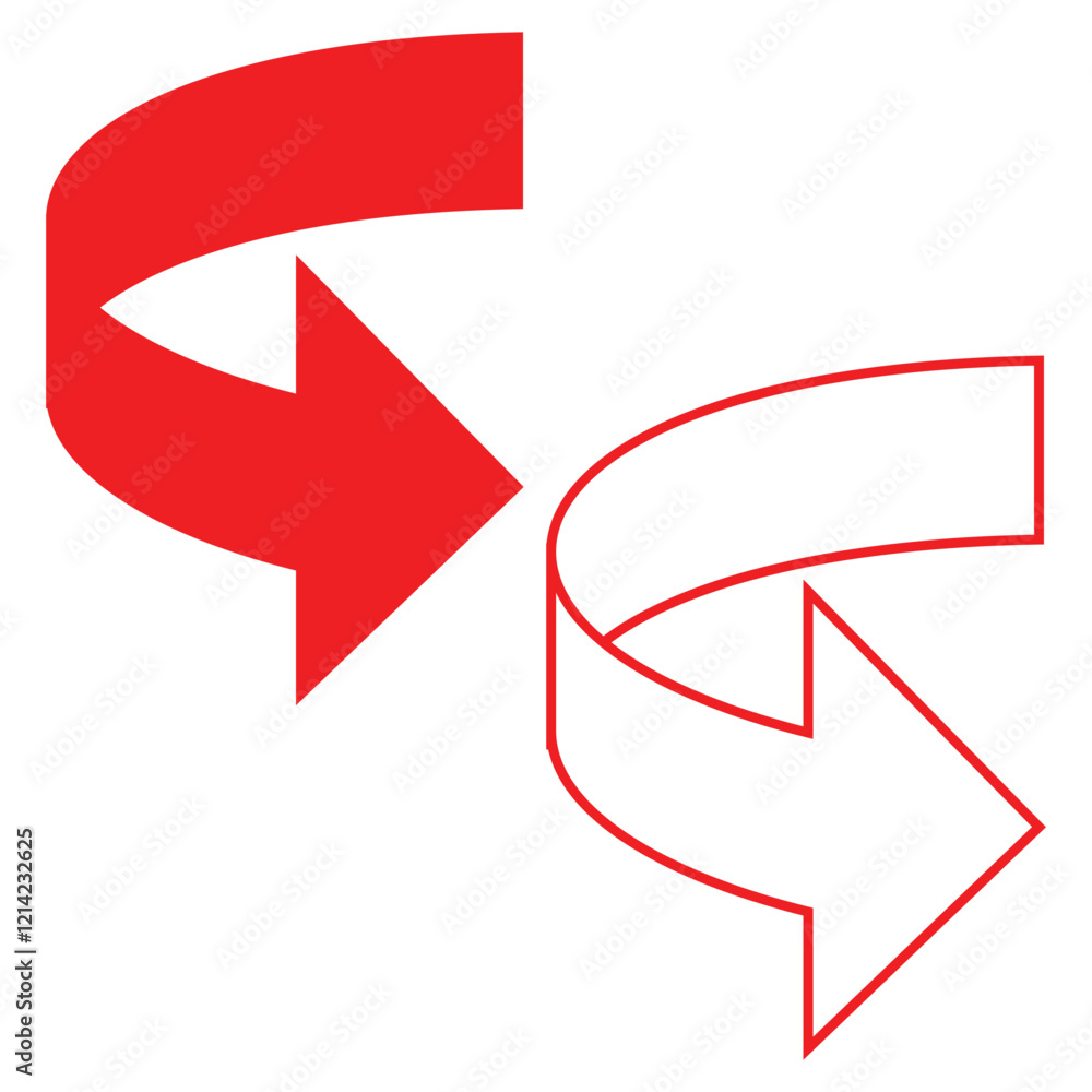 Poster rotate around arrow set icon. circle signs vertical, vector illustration. red arrows set.