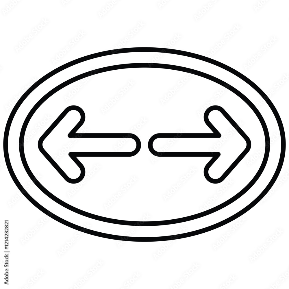 Poster arrow icons, double side long arrow vector, two side line arrow icon vector. circle icon, double arr