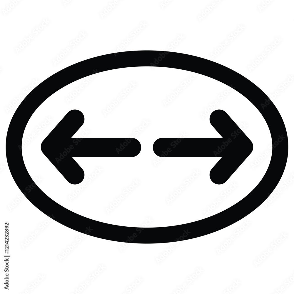 Poster double side arrow icon, long arrow vector, two side arrow icon vector. circle icon, double arrow ico