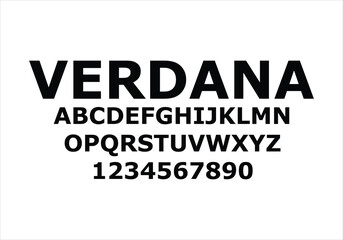 Obraz premium Verdana font for logo and headline. Isolated vector typeset