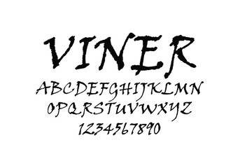 Viner font for logo and headline. Isolated vector typeset