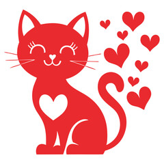 Cat silhouette isolated flat vector illustration on white background