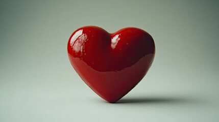 Fototapeta premium A classic red heart icon displayed on a white background, symbolizing passion and care --chaos 10