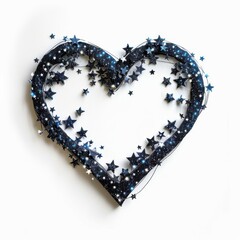 Heart Shape Decorated with Stars on a White Background