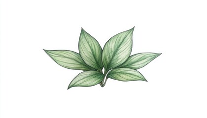 Detailed illustration of vibrant green leaves arranged artistically on a white background, ideal for nature-themed designs