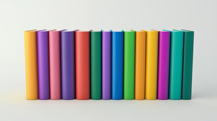Obraz premium Colorful books stacked in rows on a white background