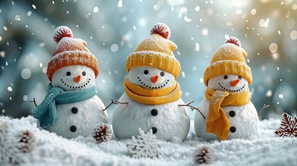 A snowman-building contest becomes a community event in this cheerful flat design scene