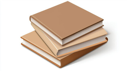 stacked books in light brown on a white background