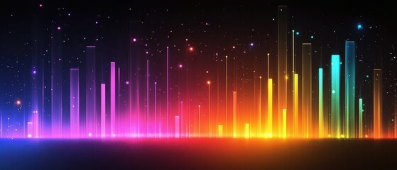 Abstract infographic of a rising budget trend with vibrant neon colors, budget growth, modern data visualization